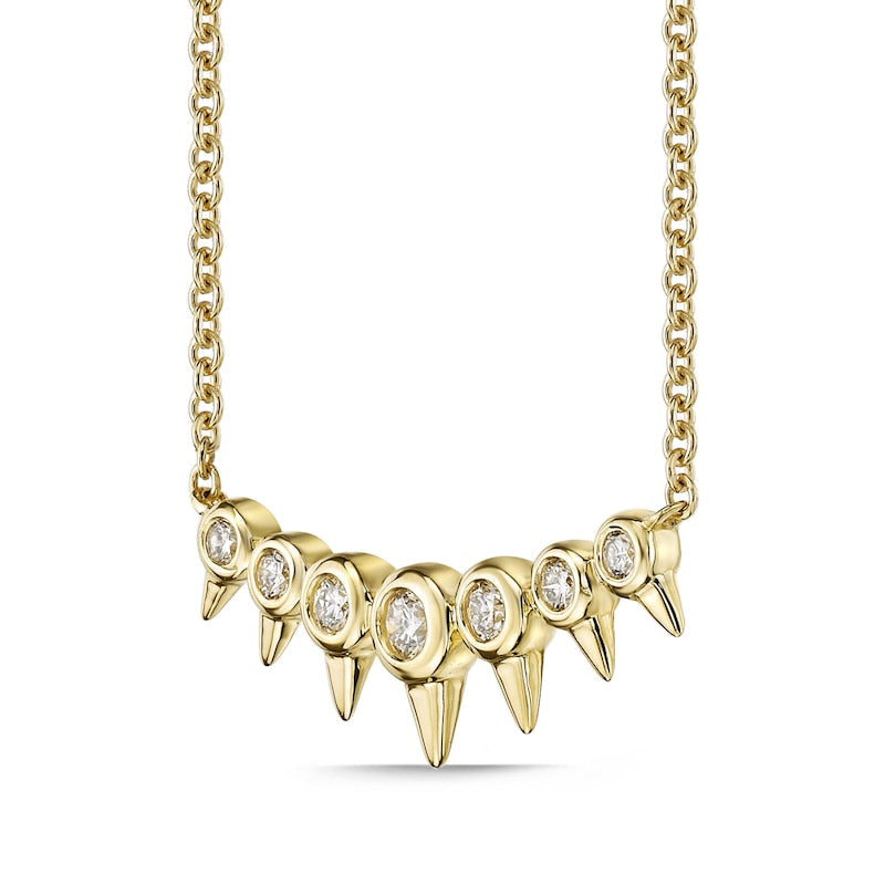 0.17 CT. T.W. Natural Diamond Spikes Bar Necklace in 10K Yellow Gold
