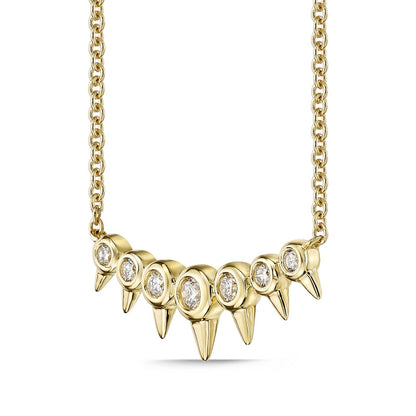 0.17 CT. T.W. Natural Diamond Spikes Bar Necklace in 10K Yellow Gold