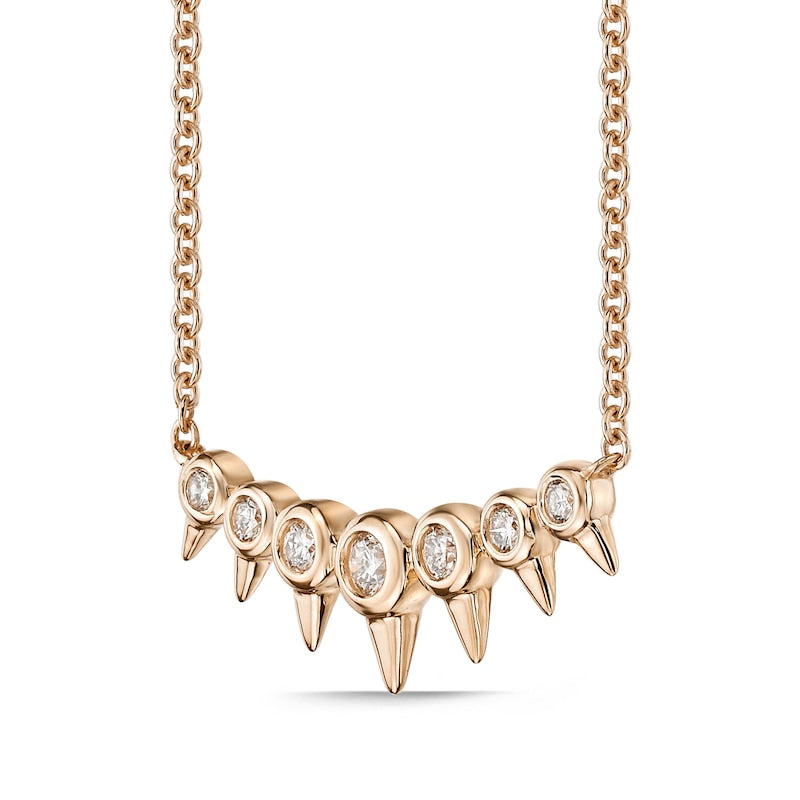 0.17 CT. T.W. Natural Diamond Spikes Bar Necklace in 10K Rose Gold