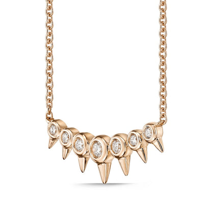 0.17 CT. T.W. Natural Diamond Spikes Bar Necklace in 10K Rose Gold