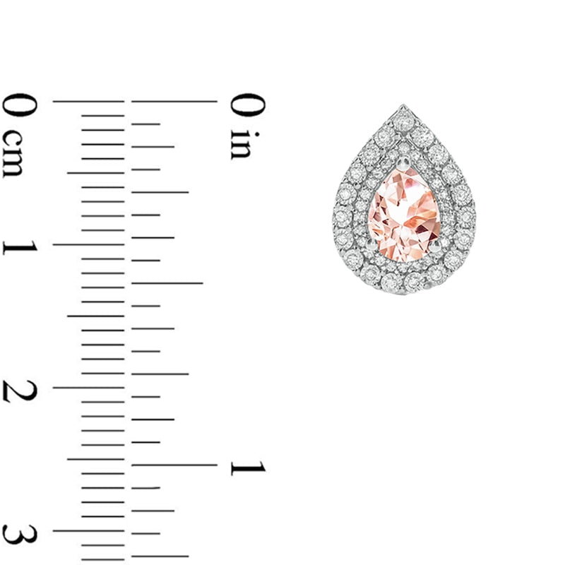 Pear-Shaped Morganite and 0.25 CT. T.W. Diamond Double Frame Stud Earrings in 10K White Gold