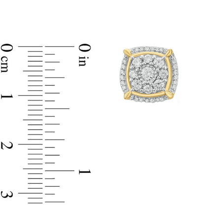 Men's 1 CT. T.W. Composite Diamond Cushion Frame Stud Earrings in 10K Gold
