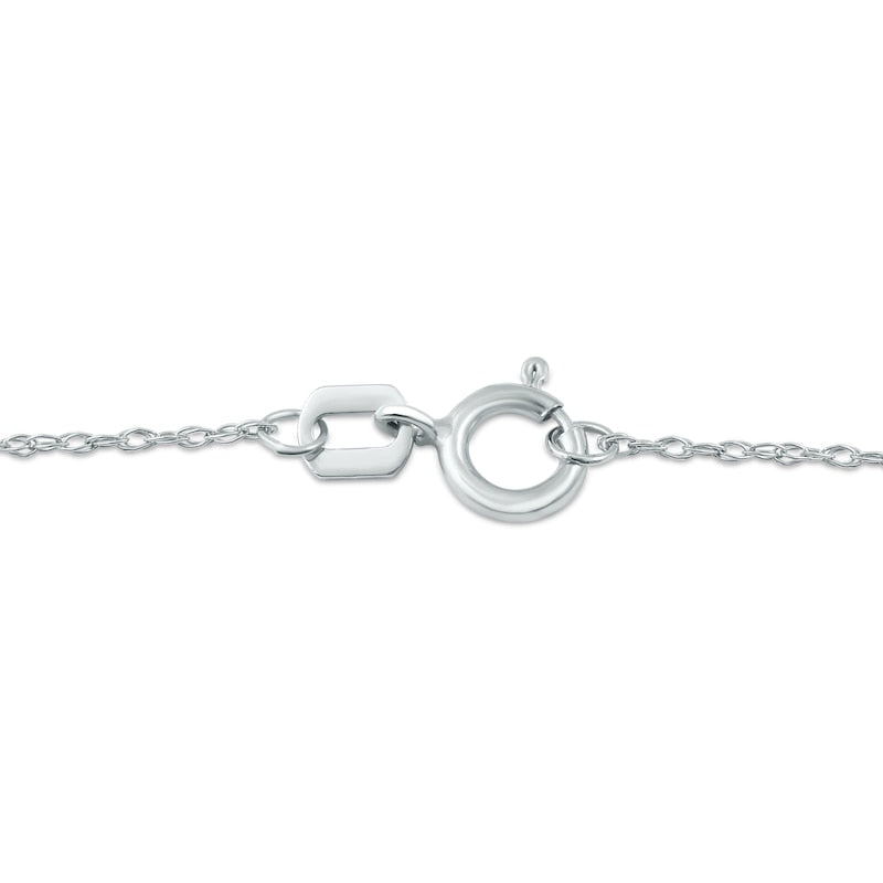 3.0mm Blue Sapphire and Natural Diamond Accent Beaded Gothic-Style Cross Pendant in 10K White Gold