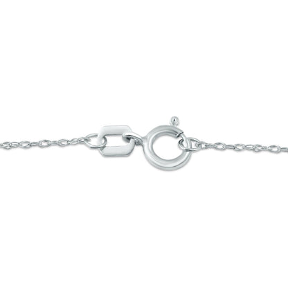 3.0mm Blue Sapphire and Natural Diamond Accent Beaded Gothic-Style Cross Pendant in 10K White Gold