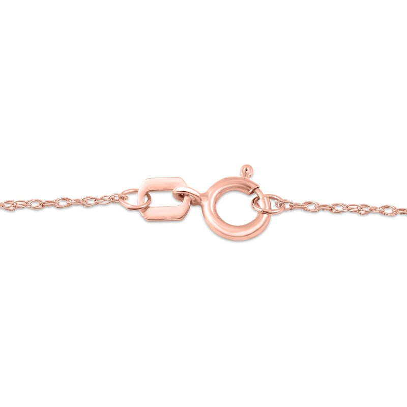5.0mm Opal and 0.07 CT. T.W. Natural Diamond Open Frame Antique Vintage-Style Heart Necklace in 10K Rose Gold