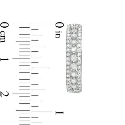 1 CT. T.W. Diamond Triple Row Hoop Earrings in 10K White Gold
