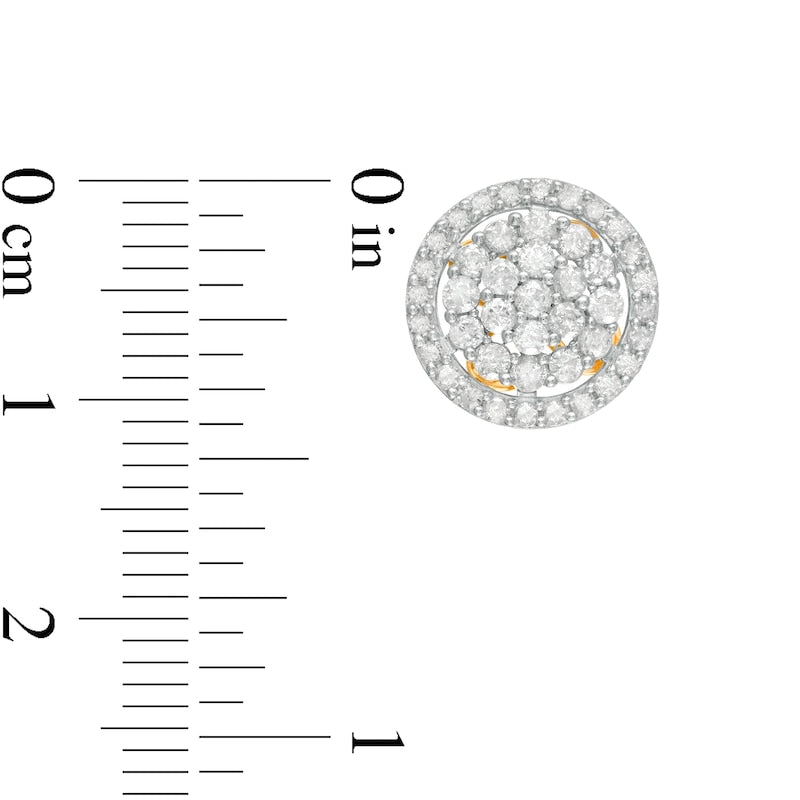 1 CT. T.W. Composite Diamond Frame Stud Earrings in 10K Gold