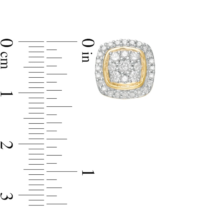 1 CT. T.W. Composite Diamond Cushion Frame Stud Earrings in 10K Gold