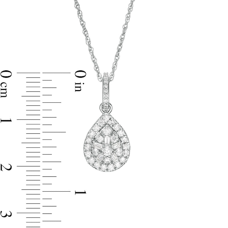 0.5 CT. T.W. Composite Pear Natural Diamond Frame Pendant in 10K White Gold