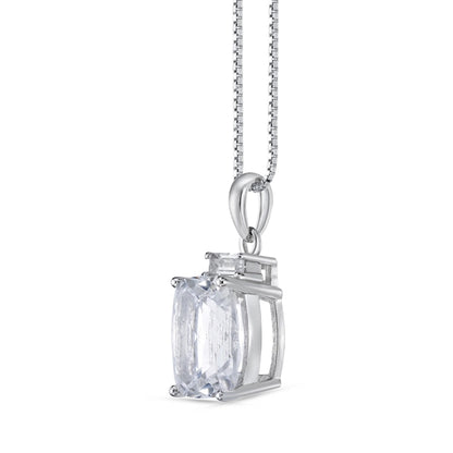 Cushion-Cut and Baguette White Lab-Created Sapphire Drop Pendant in Sterling Silver