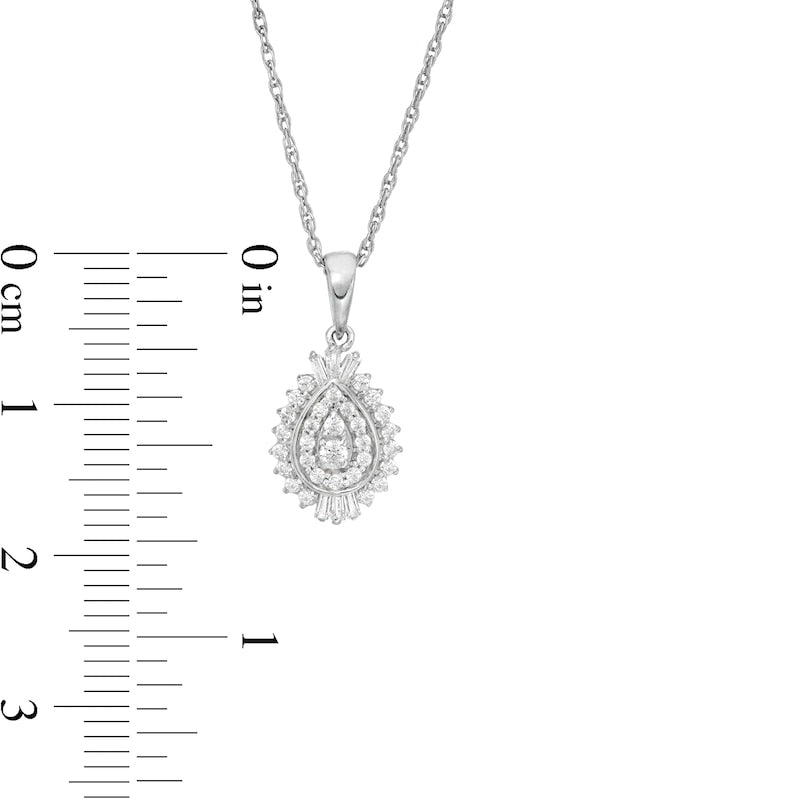 0.25 CT. T.W. Composite Pear Natural Diamond Shadow Frame Pendant in Sterling Silver