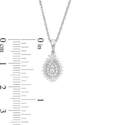 0.25 CT. T.W. Composite Pear Natural Diamond Shadow Frame Pendant in Sterling Silver