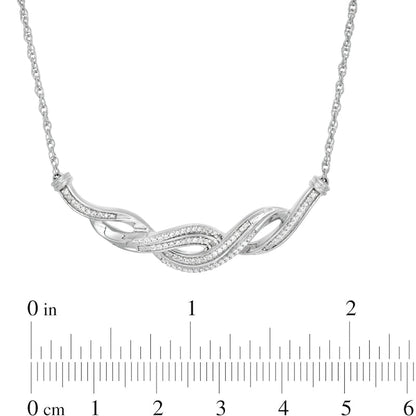 0.2 CT. T.W. Natural Diamond Layered Braid Necklace in Sterling Silver