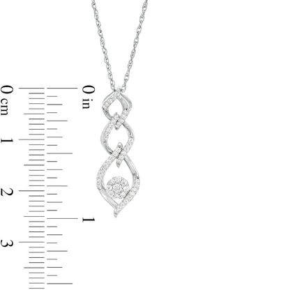 0.25 CT. T.W. Composite Natural Diamond Triple Flame Drop Pendant in 10K White Gold