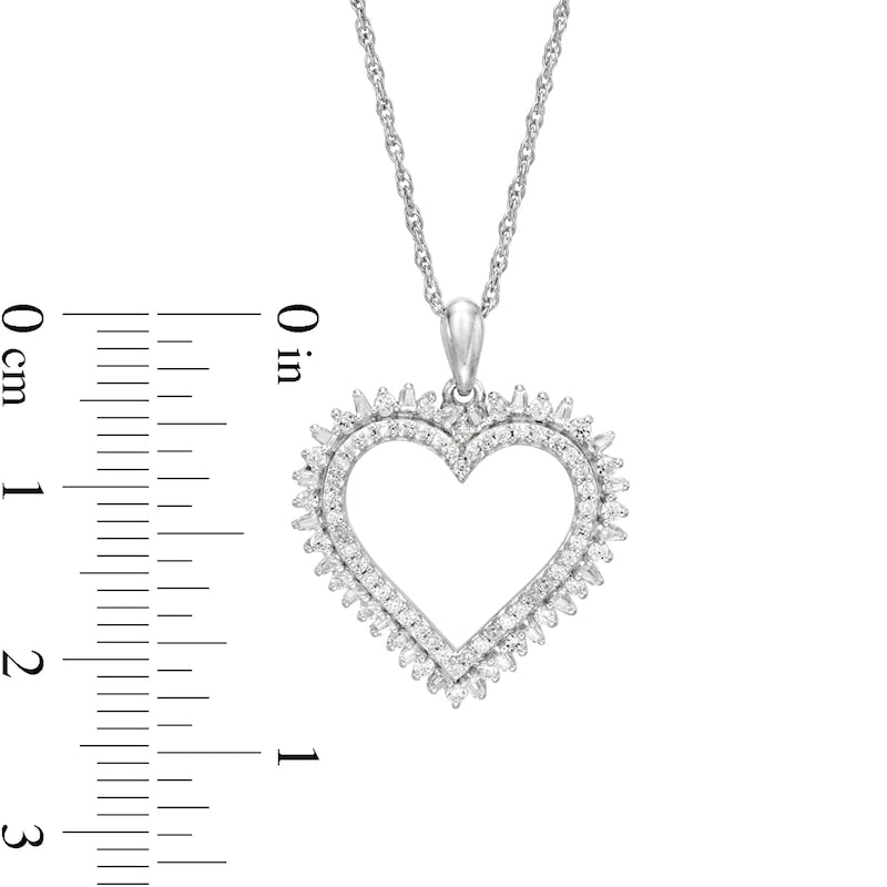 0.5 CT. T.W. Natural Diamond Shadow Heart Pendant in 10K White Gold