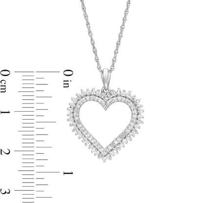 0.5 CT. T.W. Natural Diamond Shadow Heart Pendant in 10K White Gold