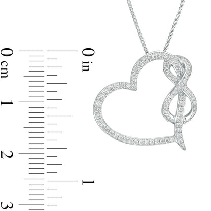 0.33 CT. T.W. Natural Diamond Tilted Heart with Infinity Pendant in Sterling Silver