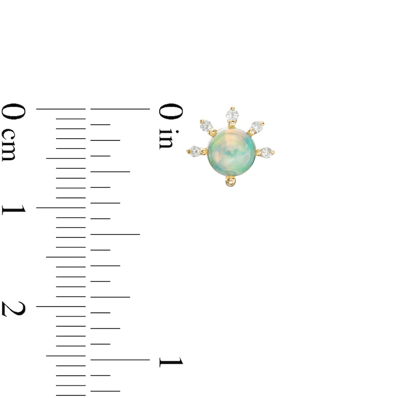 Opal and 0.05 CT. T.W. Diamond Sun Stud Earrings in 10K Gold