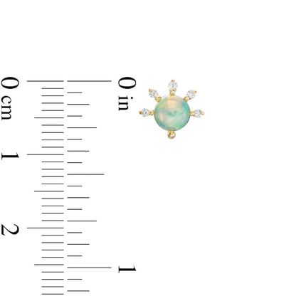 Opal and 0.05 CT. T.W. Diamond Sun Stud Earrings in 10K Gold