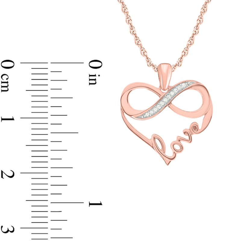 Natural Diamond Accent Infinity love" Heart Pendant in 10K Rose Gold"