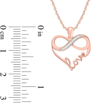 Natural Diamond Accent Infinity love" Heart Pendant in 10K Rose Gold"
