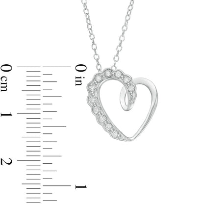 0.05 CT. T.W. Natural Diamond Scallop Swirl Tilted Heart Pendant in Sterling Silver