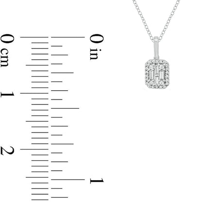 0.2 CT. T.W. Composite Natural Diamond Rectangular Frame Pendant in 10K White Gold