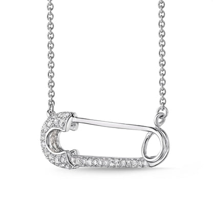 0.2 CT. T.W. Natural Diamond Safety Pin Necklace in Sterling Silver