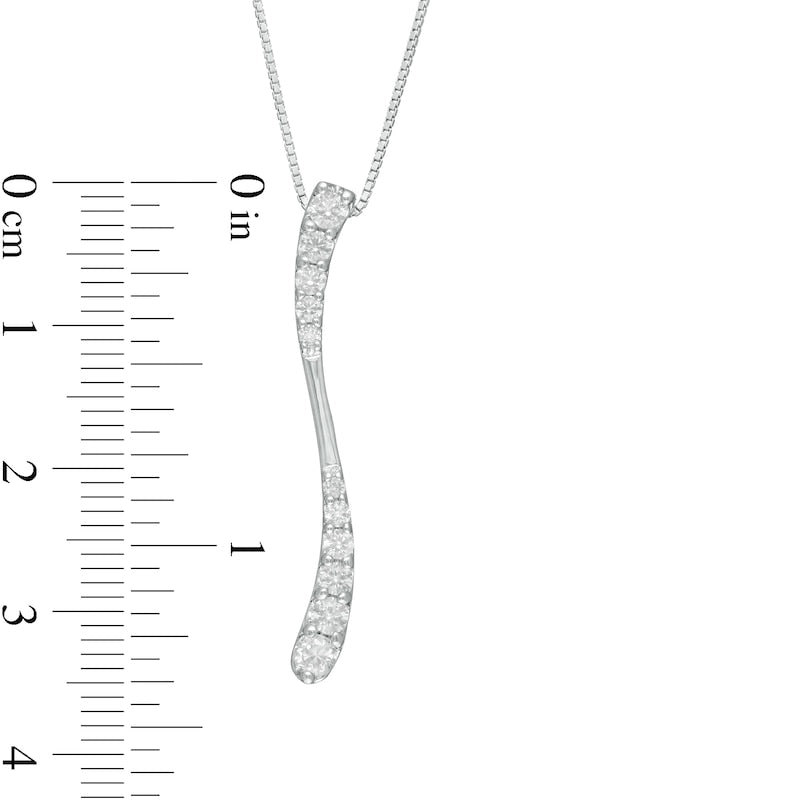 0.5 CT. T.W. Journey Natural Diamond Linear Wave Pendant in 10K White Gold