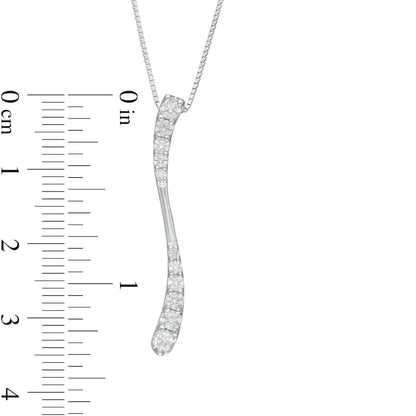 0.5 CT. T.W. Journey Natural Diamond Linear Wave Pendant in 10K White Gold