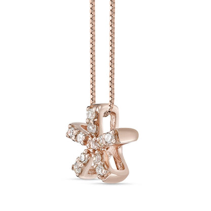 0.05 CT. T.W. Natural Diamond Flower Pendant in Sterling Silver with 18K Rose Gold Plate