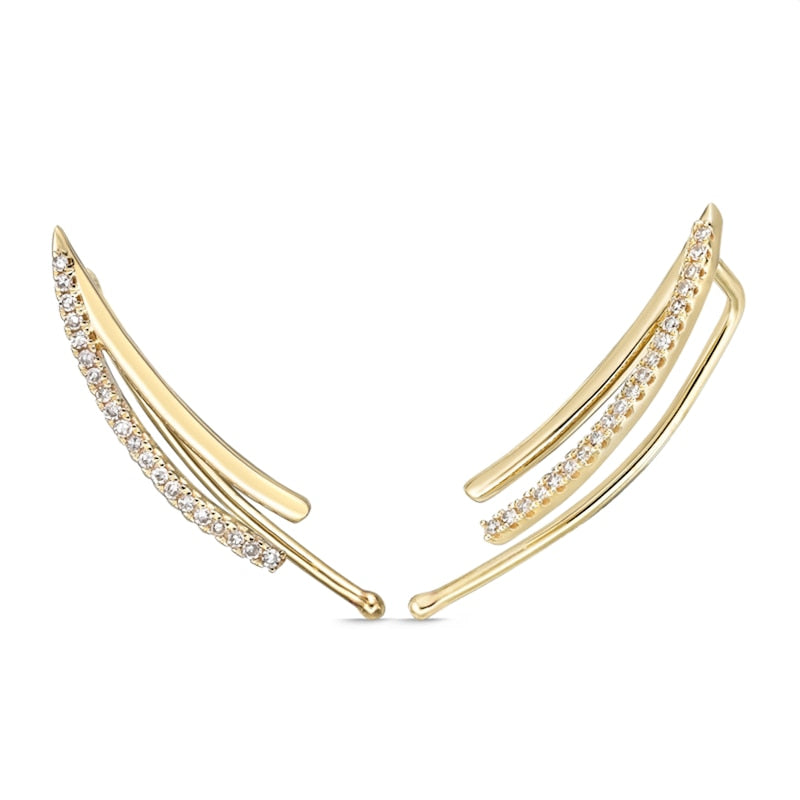 0.13 CT. T.W. Diamond Curved Crawler Earrings in 10K Gold