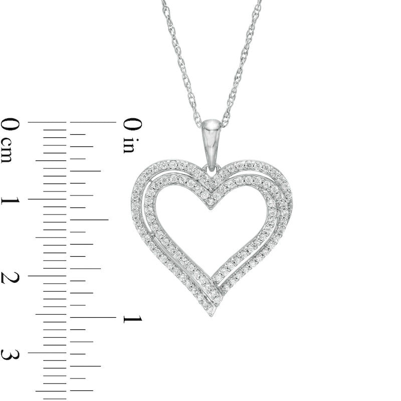 0.5 CT. T.W. Natural Diamond Double Heart Pendant in Sterling Silver