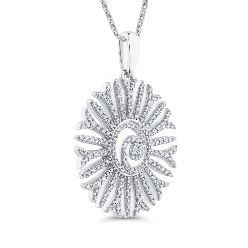 1 CT. T.W. Natural Diamond Swirl Flower Pendant in 10K White Gold