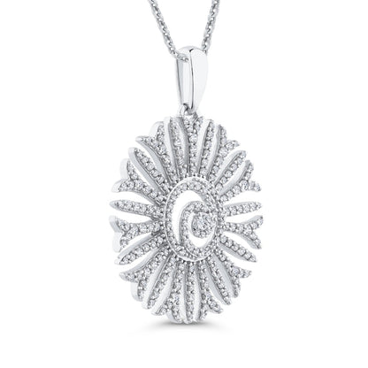 1 CT. T.W. Natural Diamond Swirl Flower Pendant in 10K White Gold