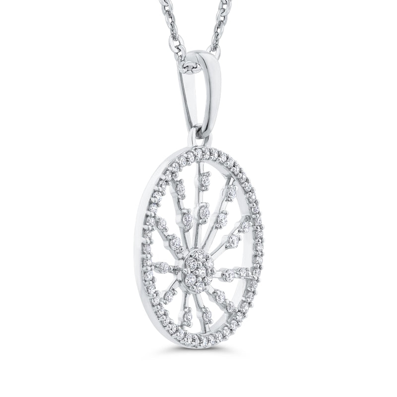 0.38 CT. T.W. Natural Diamond Bursting Ray Circle Pendant in 10K White Gold
