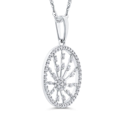 0.38 CT. T.W. Natural Diamond Bursting Ray Circle Pendant in 10K White Gold