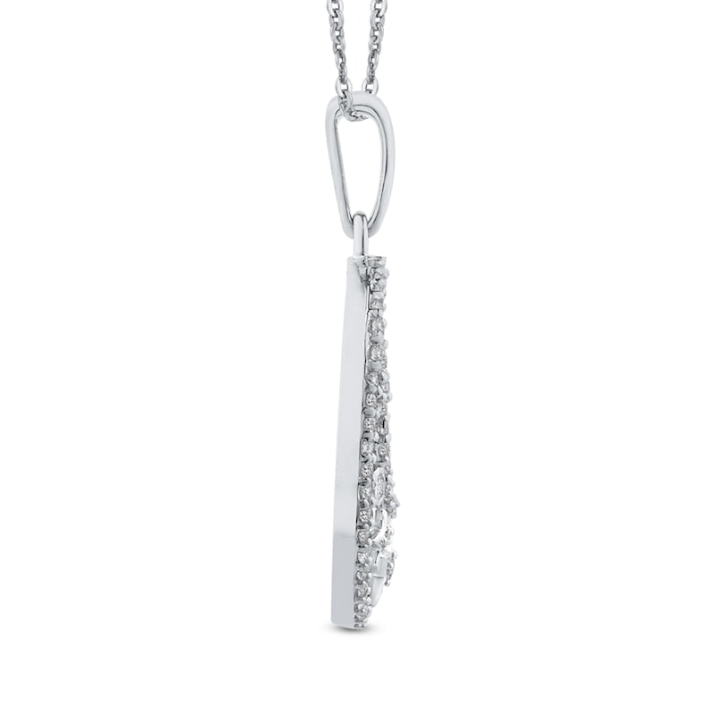 0.33 CT. T.W. Natural Diamond Star Oval Circle Pendant in 10K White Gold