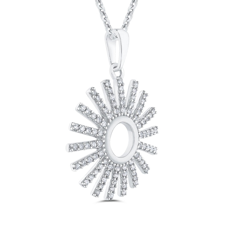 0.33 CT. T.W. Natural Diamond Sun Ray Pendant in 10K White Gold