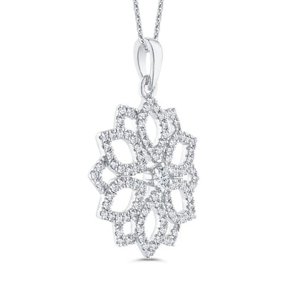 0.5 CT. T.W. Natural Diamond Flower Pendant in 10K White Gold