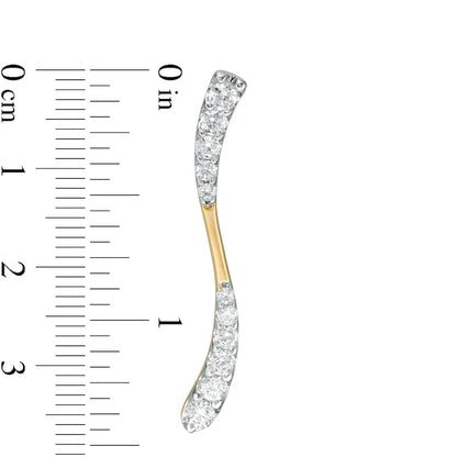 1.5 CT. T.W. Journey Diamond Linear Wave Drop Earrings in 10K Gold