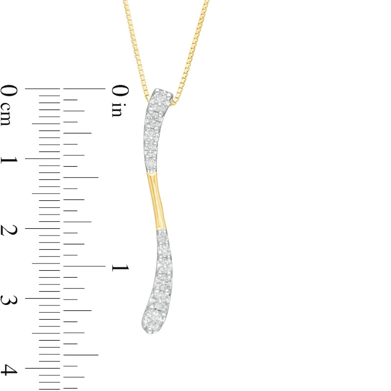 0.5 CT. T.W. Journey Natural Diamond Wave Pendant in 10K Yellow Gold