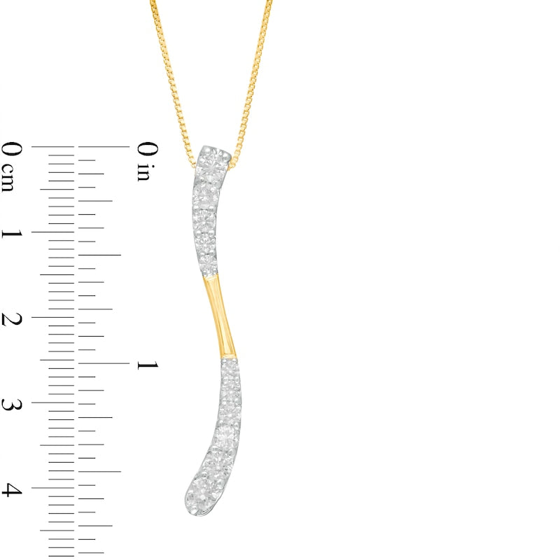0.88 CT. T.W. Journey Natural Diamond Wave Pendant in 10K Yellow Gold