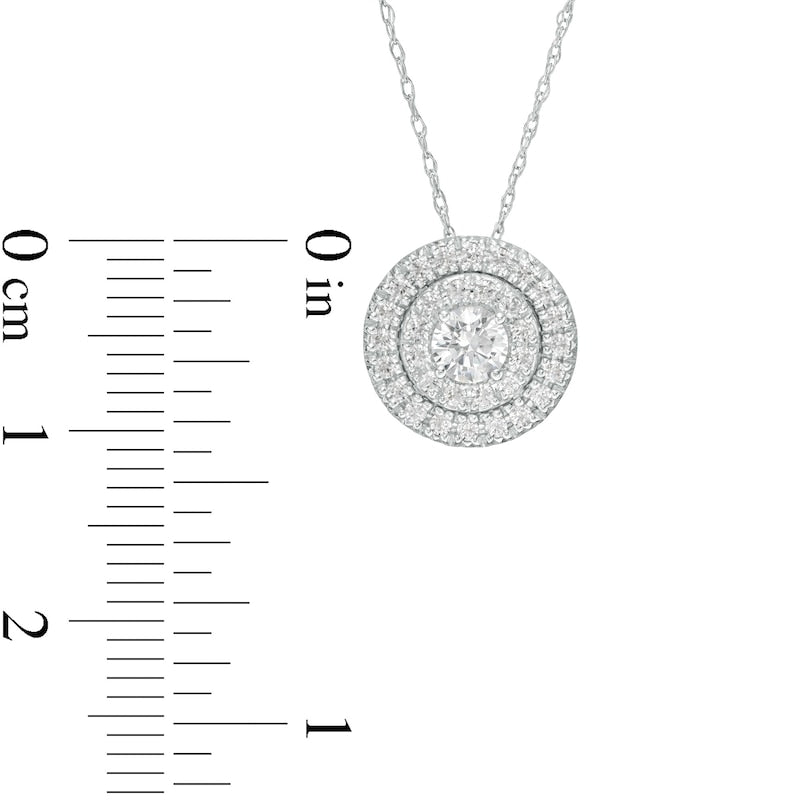 0.5 CT. T.W. Natural Diamond Double Frame Pendant in 10K White Gold