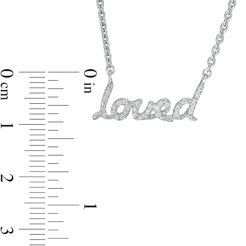 0.1 CT. T.W. Natural Diamond loved" Necklace in Sterling Silver"