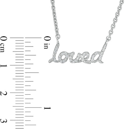 0.1 CT. T.W. Natural Diamond loved" Necklace in Sterling Silver"