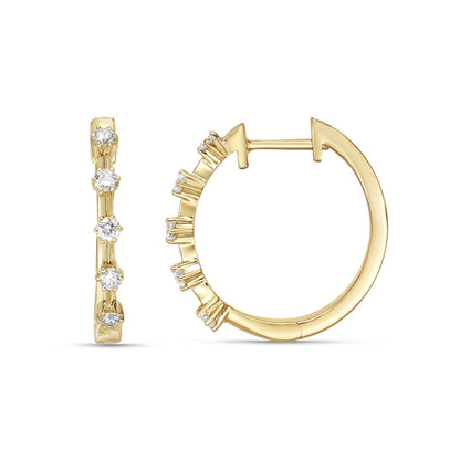 0.25 CT. T.W. Diamond Five Stone Station Hoop Earrings in 10K Gold