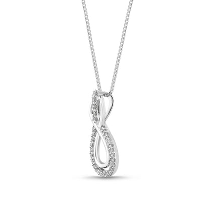 0.17 CT. T.W. Natural Diamond Linear Ribbon Infinity Pendant in 10K White Gold