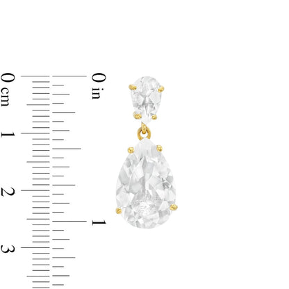 Pear-Shaped White Quartz Double Teardrop Earrings in Sterling Silver and 10K Gold Plate