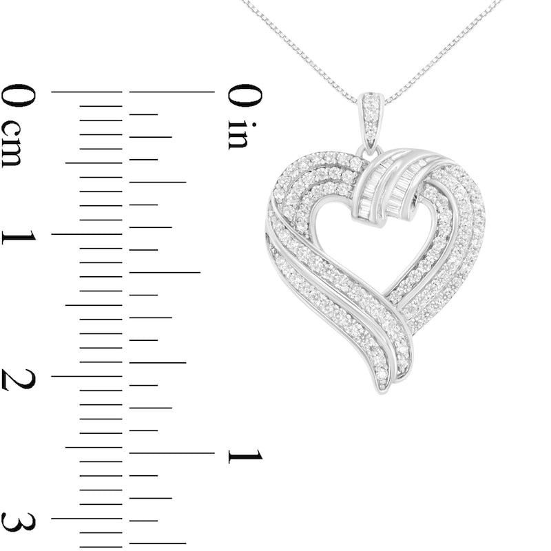 1 CT. T.W. Natural Diamond Swirl Top Heart Pendant in Sterling Silver